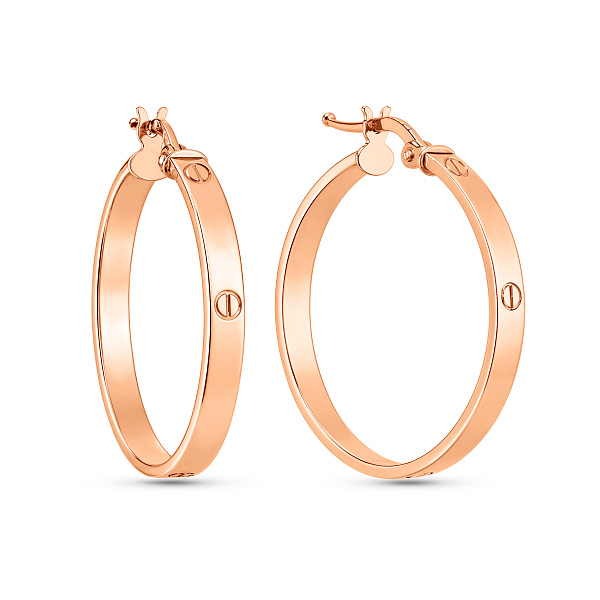 Серьги-кольца из красного золота без камней (арт. 1091504/20) – изображение 1