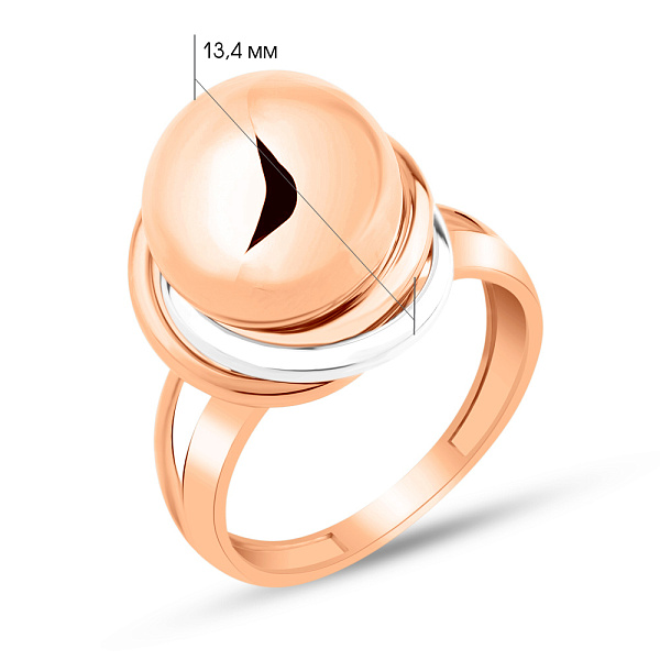 Масивна каблучка з червоного і білого золота (арт. 155651кб) – зображення 4