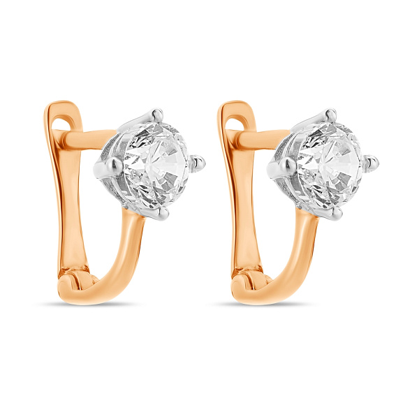 Сережки з комбінованого золота з фіанітами (арт. 107137) – зображення 1