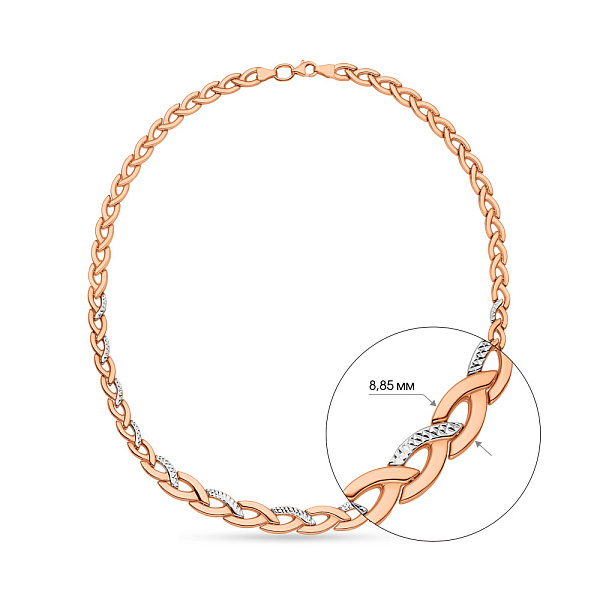 Золоте кольє в червоному кольорі металу з родіюванням (арт. 370013р) – зображення 2