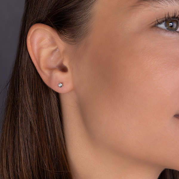 Серьги из белого золота с алмазной гранью и бриллиантами (арт. Т011173б) – изображение 5