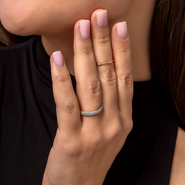 Золотое двухстороннее кольцо Бесконечность с фианитами (арт. 141165) – изображение 6