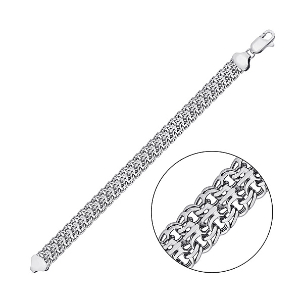 Срібний браслет з плетіння Бісмарк (арт. 03122327ч) – зображення 1