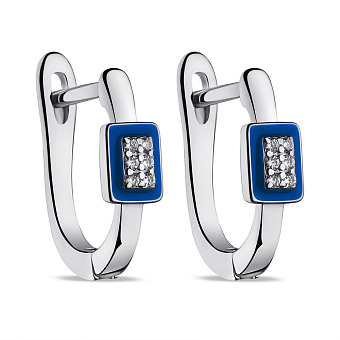 Серьги из серебра с эмалью и фианитами (арт. 7502/9496ес)