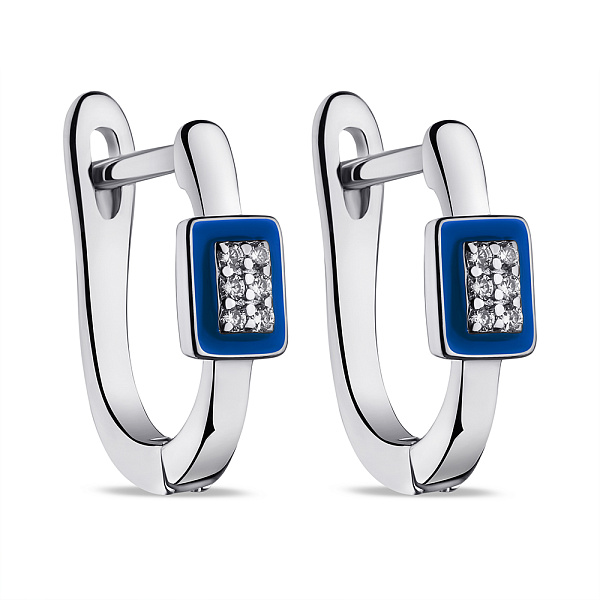 Серьги из серебра с эмалью и фианитами (арт. 7502/9496ес) – изображение 1