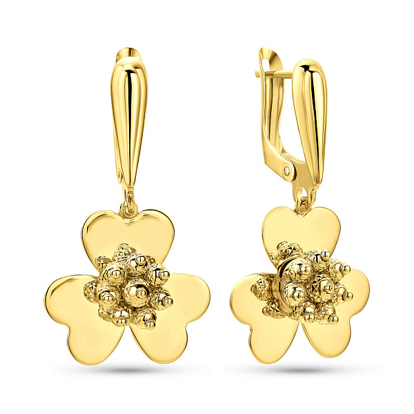 Золотые серьги-подвески "Цветы" (арт. 109496ж) – изображение 1