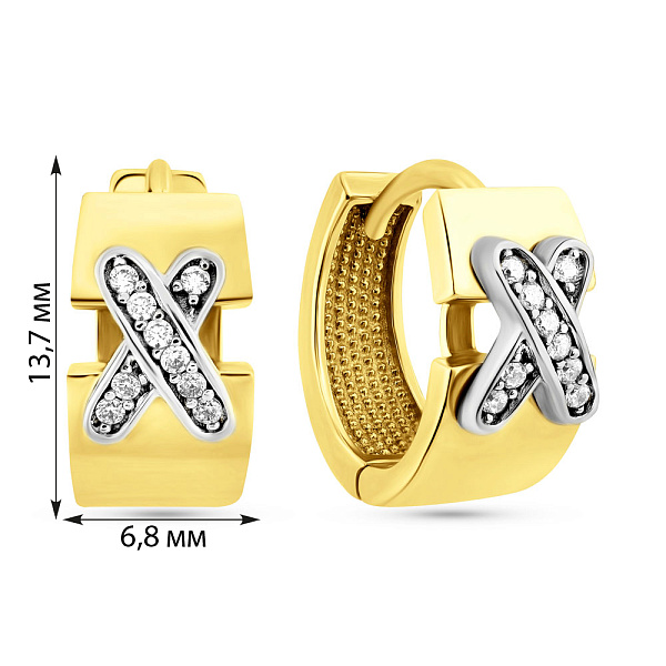 Серьги из желтого золота с фианитами (арт. 105180ж) – изображение 2