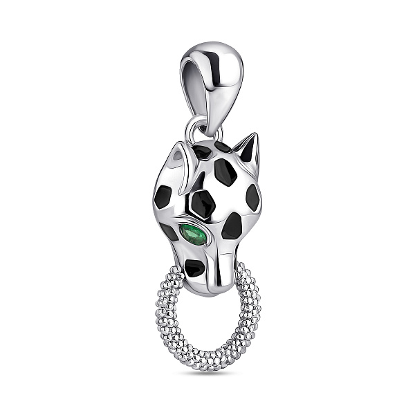 Серебряный кулон с эмалью и фианитами (арт. 7503/4450аз) – изображение 1