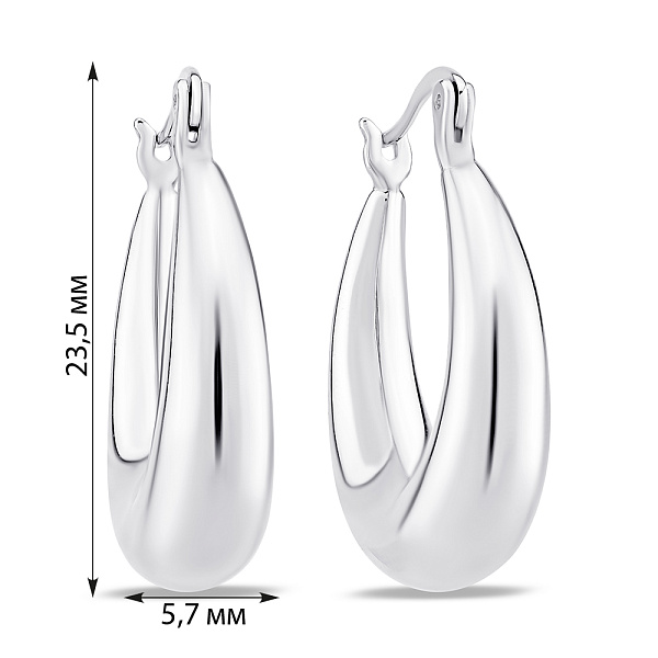 Серебряные серьги без камней (арт. 7502/9711/25) – изображение 2