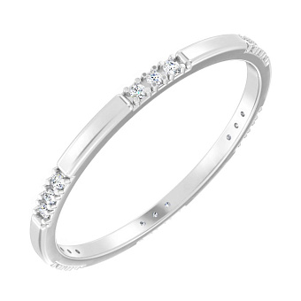 Фото Тонка каблучка з білого золота з діамантами (арт. К011337005б)