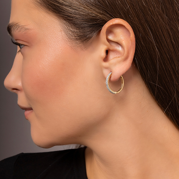 Золоті сережки-кільця з фіанітами (арт. 110252ж) – зображення 3