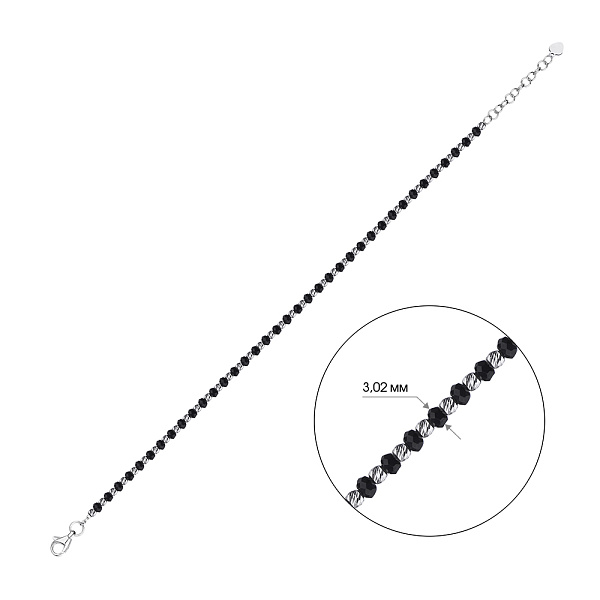 Серебряный женский браслет с ониксом (арт. 7509/2100оч) – изображение 2
