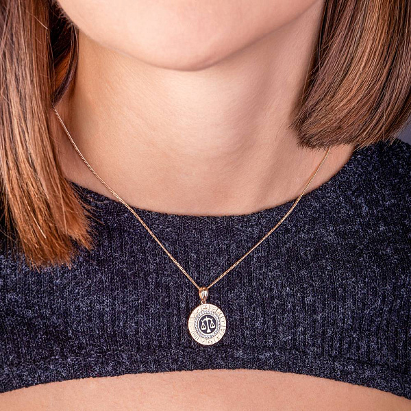 Золотой подвес "Весы" с эмалью и фианитами  (арт. 440681ечвс) – изображение 2