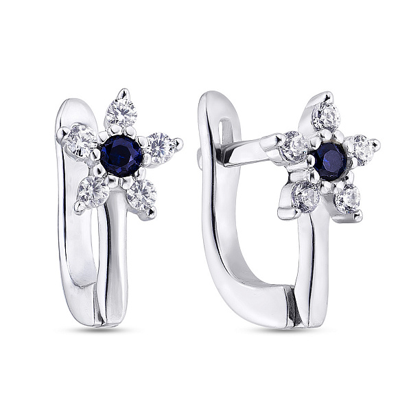 Серебряные детские серьги «Цветы» с фианитами  (арт. 7502/3583ас) – изображение 1