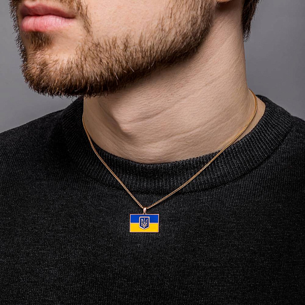 Патриотический золотой подвес Флаг Украины и Трезубец (арт. 424827есж) – изображение 5