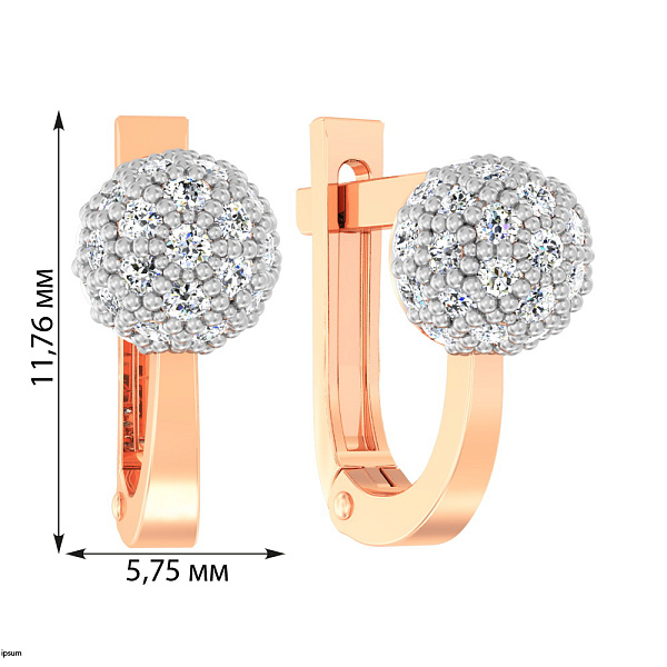 Золоті сережки з фіанітами для дітей (арт. 110264) – зображення 2