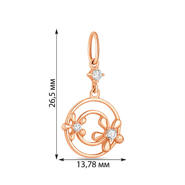 Подвеска Цветы из красного золота с фианитами (арт. 423451) – изображение 2