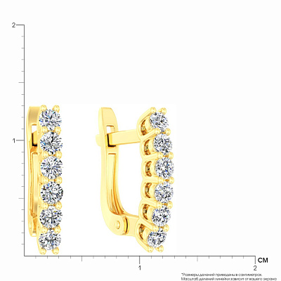 Сережки из желтого золота с фианитами (арт. 111047ж)