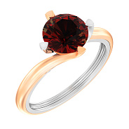 Фото Кольцо из красного и белого золота с гранатом (арт. 140811Пкбк)