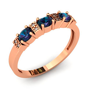 Фото Золота каблучка з кварцом і фіанітами (арт. 141500ПСс)