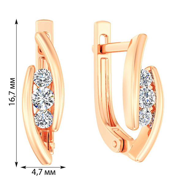 Серьги из красного золота с бриллиантами (арт. С011535020) – изображение 2