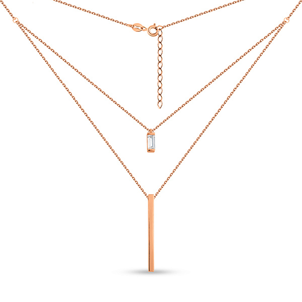 Многослойное колье из красного золота с фианитом (арт. 352437) – изображение 2