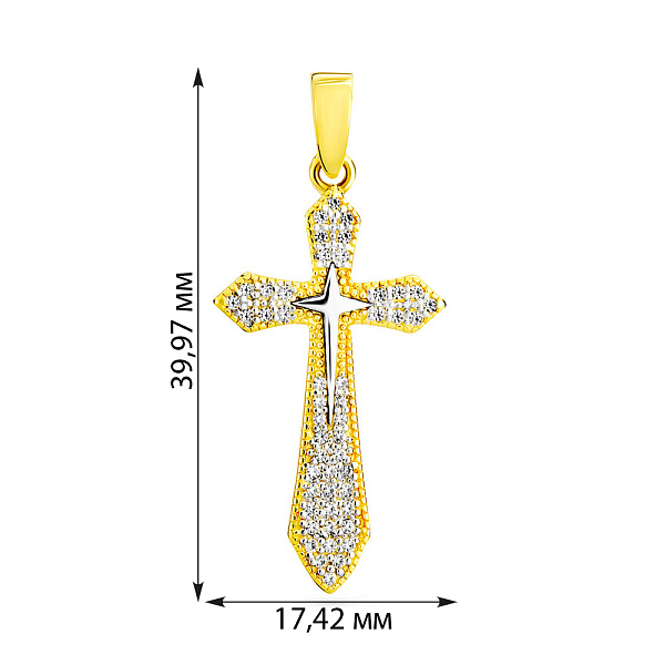 Крестик из желтого золота с фианитами (арт. 440491ж) – изображение 2