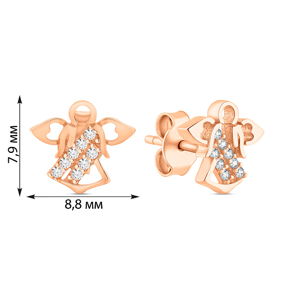 Золоті пусети Янголи з фіанітами (арт. 106495) – зображення 4