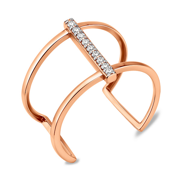 Безрозмірна золота каблучка з фіанітами (арт. 140794) – зображення 1