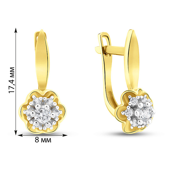 Золотые серьги с фианитами (арт. 105256ж) – изображение 2