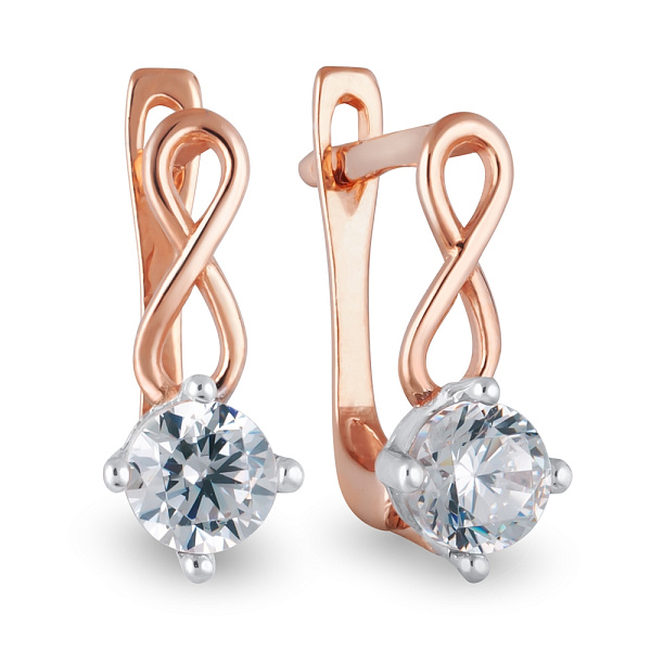 Серьги «Бесконечность» из красного золота с фианитами (арт. 105655) – изображение 1
