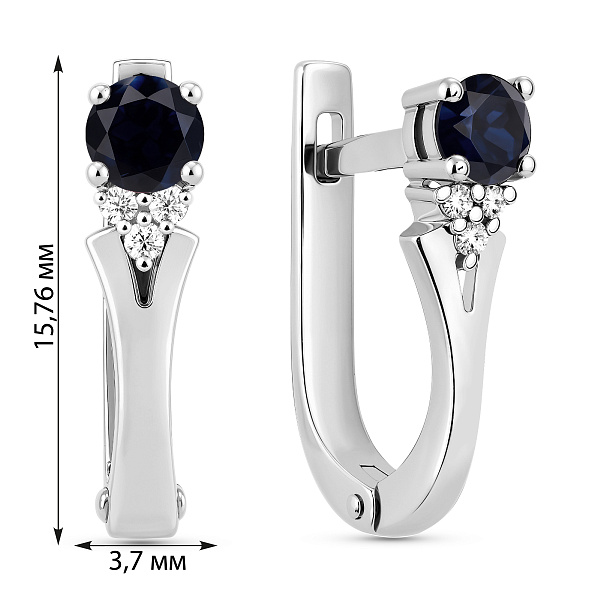 Сережки з білого золота з сапфіром і діамантами (арт. С011063бс) – зображення 2