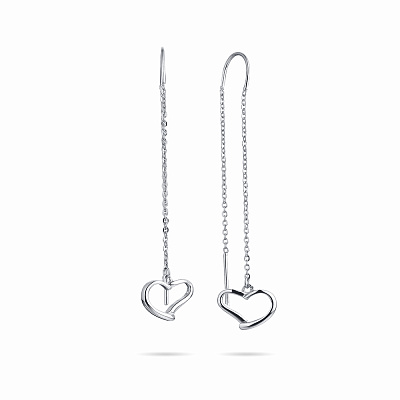 Срібні сережки протяжки з сердечками (арт. 7502/3540)