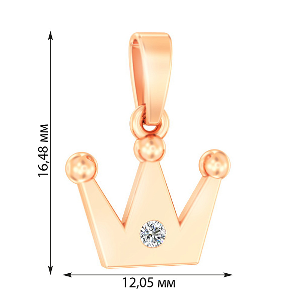 Золотая подвеска Корона с фианитом (арт. 440641) – изображение 2