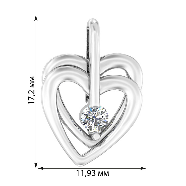 Золота підвіска Два серця з фіанітом (арт. 440353б) – зображення 3