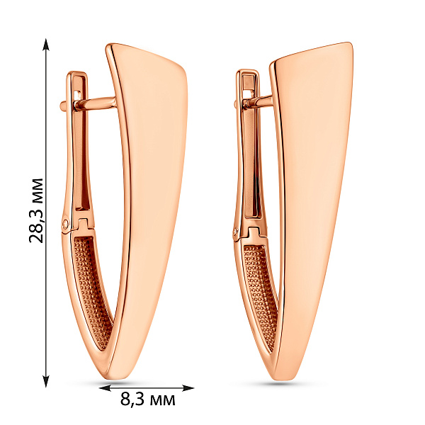 Серьги из красного золота без камней (арт. 110886) – изображение 6