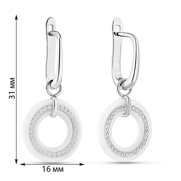 Серебряные серьги с фианитами и керамикой (арт. 7502/1908877кмб) – изображение 2