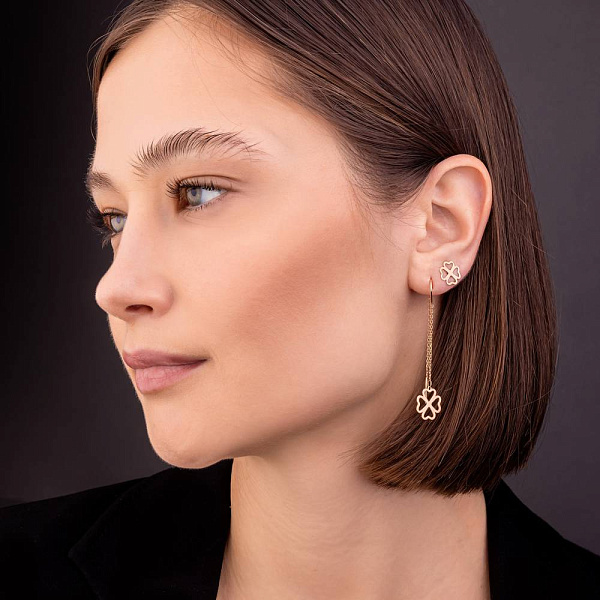 Золотые серьги-протяжки (арт. 1091266) – изображение 3