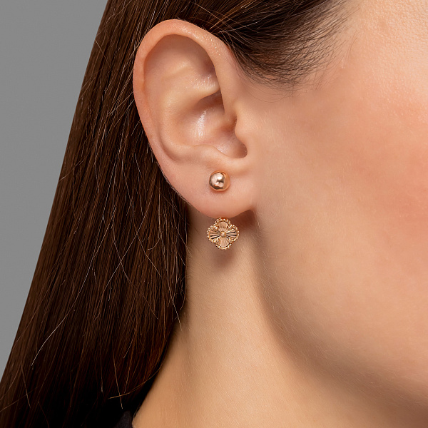 Золотые пусеты-джекеты в красном цвете металла (арт. 1092136/9а) – изображение 2