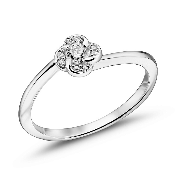 Золота каблучка Квітка з діамантами (арт. К341439010б) – зображення 1