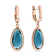 Золотые серьги-подвески с кварцем (арт. 107601Пкс)