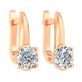 Дитячі сережки з фіанітом з червоного золота (арт. 110504)