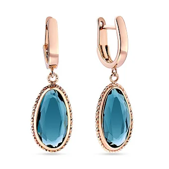 Золоті сережки-підвіски з кварцом (арт. 107601Пкс)