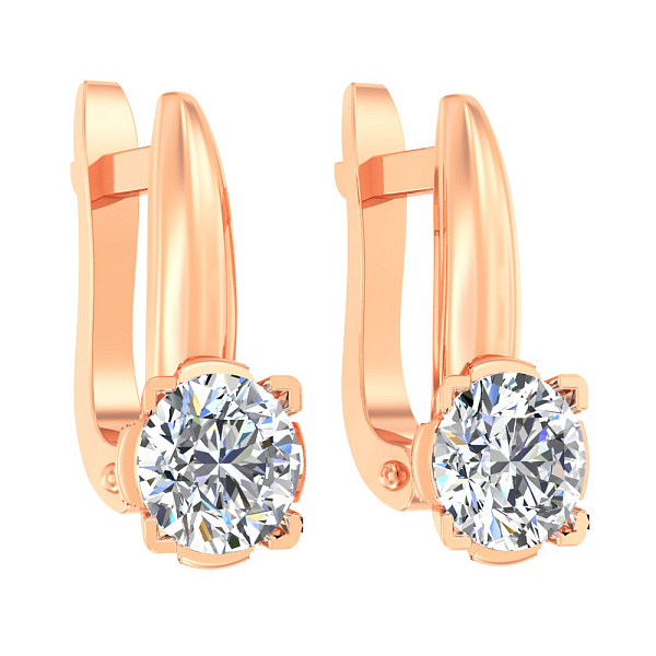 Дитячі сережки з фіанітом з червоного золота (арт. 110504) – зображення 1