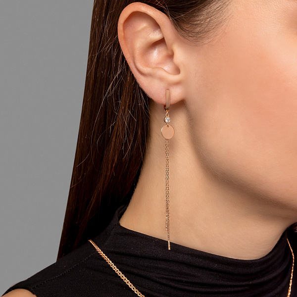 Довгі сережки-підвіски з червоного золота (арт. 1092137) – зображення 3