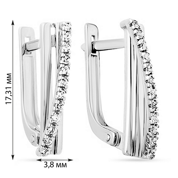 Золотые сережки Синергия с дорожкой из фианитов (арт. 110370б) – изображение 2