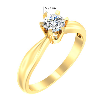 Золотое помолвочное кольцо с фианитом (арт. 140340ж)