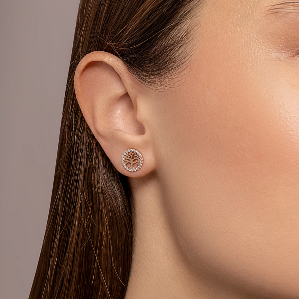 Золоті сережки Дерево життя з діамантами (арт. Т011543015) – зображення 4