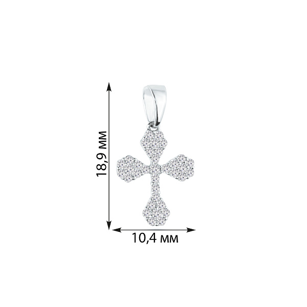 Хрестик з білого золота з діамантами (арт. П341013020б) – зображення 4