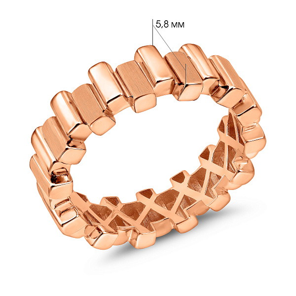 Каблучка з червоного золота без каміння (арт. 156799м) – зображення 6